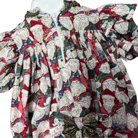 VTG 90's Santa Print THREE BLIND MICE Christmas Bubble Romper w/Bow Sz 6 months - Picture 10 of 10